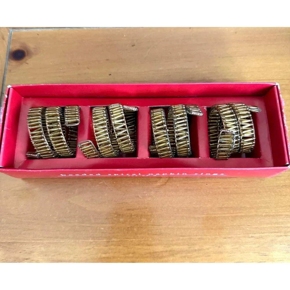 Pier 1 Imports Beaded Spiral Napkin Holders Set-4‎ Adjustable